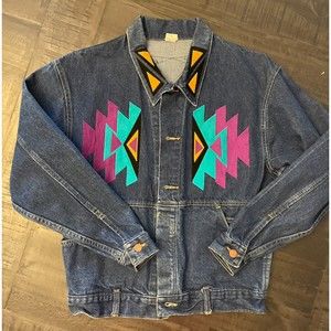 Denim and Suede Southwest Jacket - Sz S